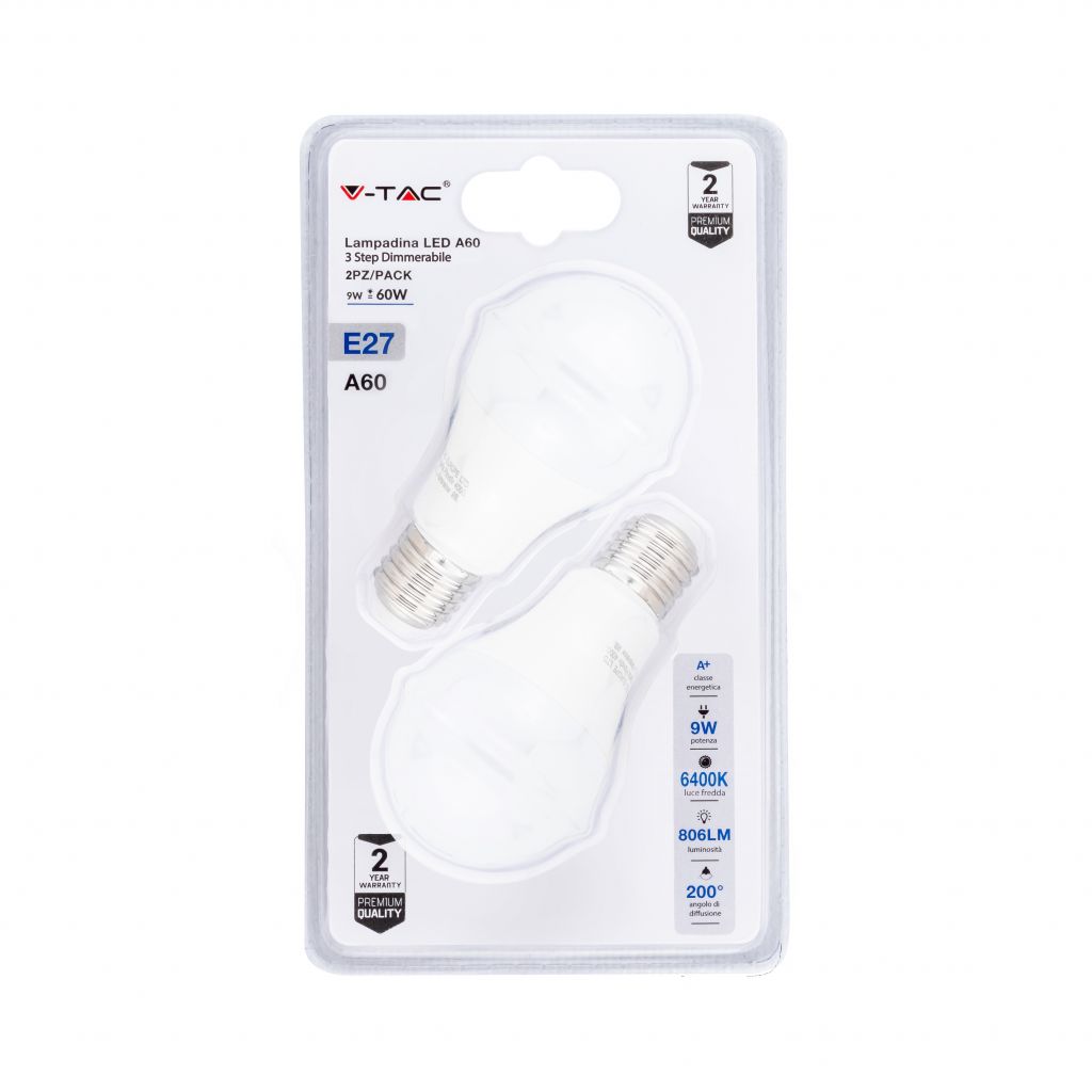 Ampoule LED (lot de 2) 9 W — A60, 6400K (VT-2129-B)