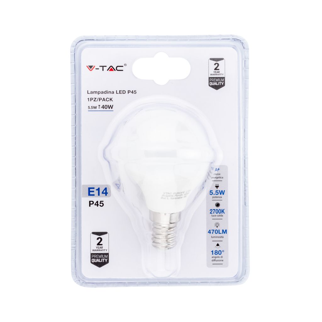 Ampoule LED 5,5 W — P45, 2700K