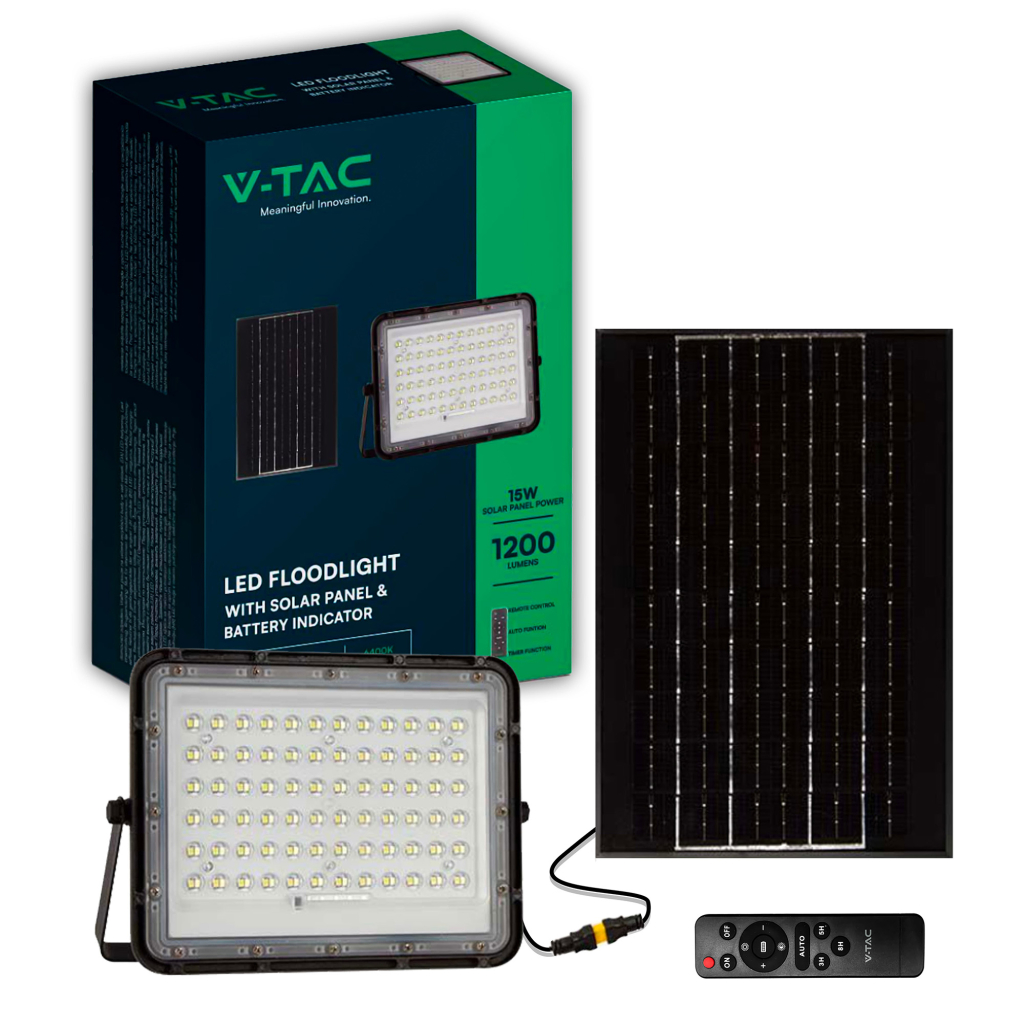 Projecteur LED solaire — IP65, 6400K (VT-120W)