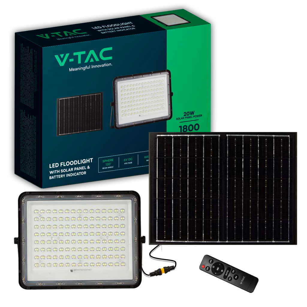 Projecteur LED solaire — IP65, 4000K (VT-180W)