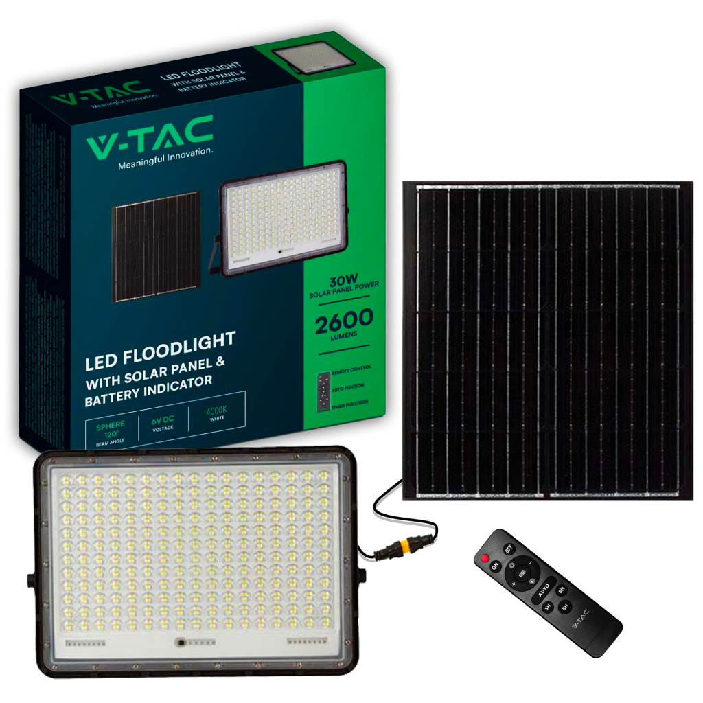 Projecteur LED solaire — IP65, 4000K (VT-240W)