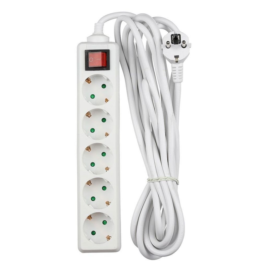 Multiprise Schuko avec câble et interrupteur — blanche