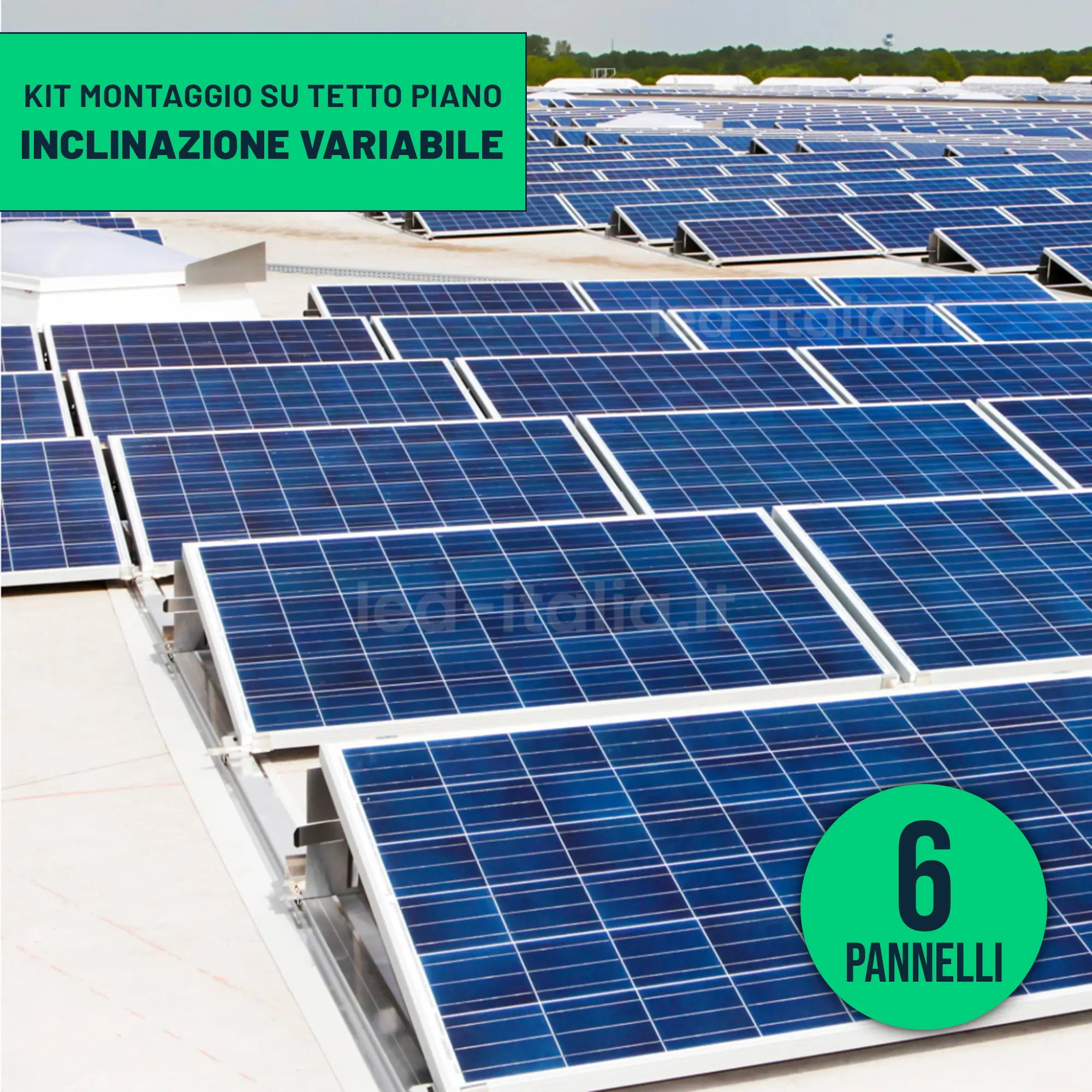 Structure de montage pour panneaux solaires — Toiture plate à inclinaison variable