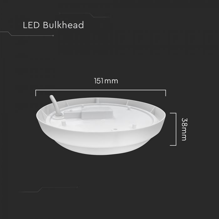 VT-8095 12W LED Bulkhead 3000K — 3000K Warm White — vue 4