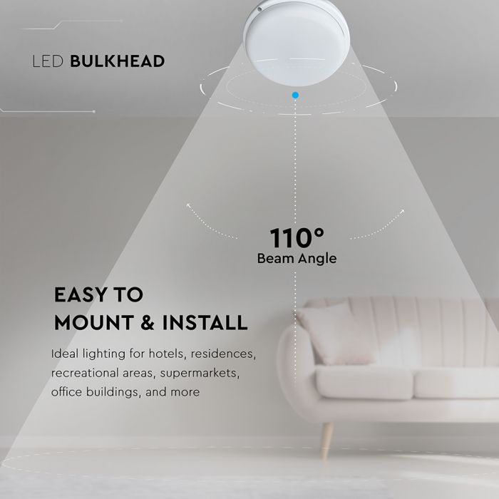 VT-8095 12W LED Bulkhead 3000K — 3000K Warm White — vue 7