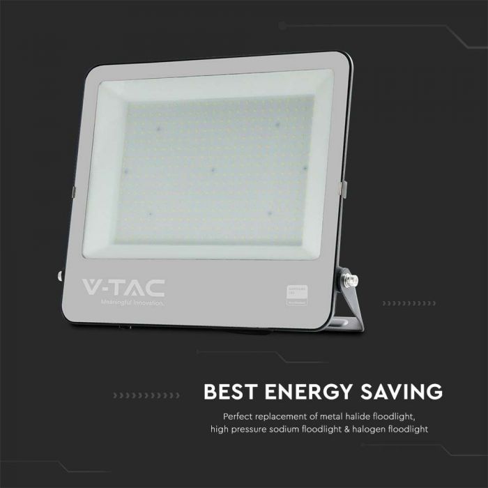 VT-44003 300W Projecteur LED SMD puce Samsung fil 1m 4000K corps noir verre gris — vue 2