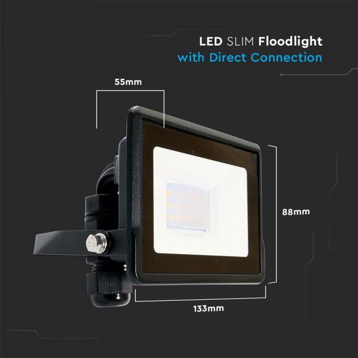 VT-118 10W Projecteur LED Puce Samsung Connexion Directe 3000K Corps Noir — vue 5