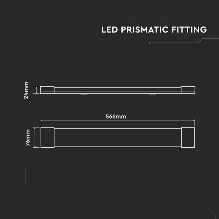 VT-8-20 20W Réglette LED 60cm Puces Samsung 3000K — 3000K Warm White — vue 5