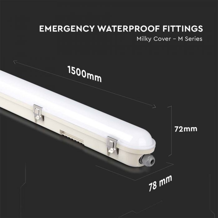 VT-150148E Lampe LED Wp 48W Fitting 150cm Puces Samsung & Kit Em Couvercle Lait + Pinces Ss 6400K — 6500K White — vue 5