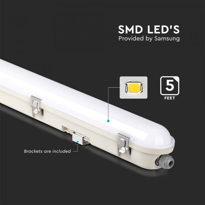 VT-150148E Lampe LED Wp 48W Fitting 150cm Puces Samsung & Kit Em Couvercle Lait + Pinces Ss 6400K — 6500K White — vue 6