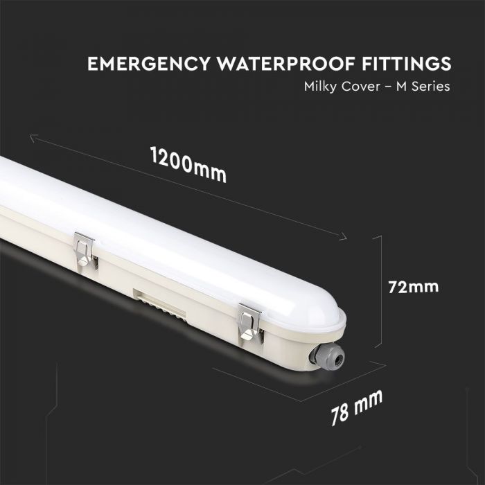 VT-120136E Raccord Lampe Wp LED 36W 120cm Puces Samsung & Kit Em Couverture Laiteuse+clips Ss 6500K — 6500K White — vue 4