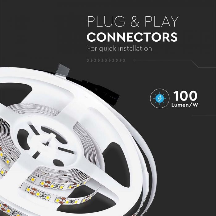 VT-3528 120 8w/m Bande LED 3000K IP20 (5m/rouleau)(prix Par M) — 3000K Warm White — vue 8