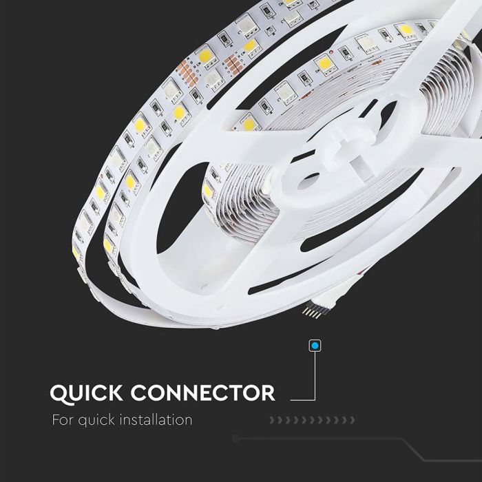Ruban LED VT-5050 60 8W/m RGB+Blanc IP20 (Rouleau 5m)(Prix au mètre) — RGB+White — vue 7