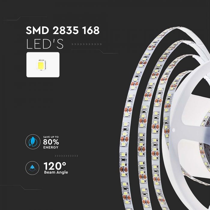 VT-2835 168 12w/m LED Strip Light 4000K IP20 24v (5m/rouleau)(prix Par M) — 4000K Day White — vue 5