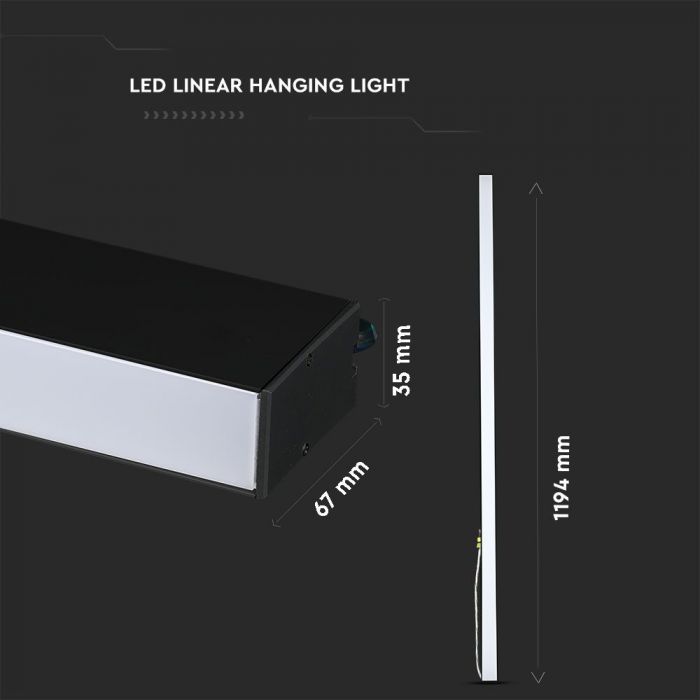 VT-7-40 40W Luminaire LED Linéaire Suspendu Puces Samsung 4000K Boitier Noir — 4000K Day White — vue 4
