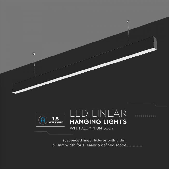 VT-7-40 40W Luminaire LED Linéaire Suspendu Puces Samsung 4000K Boitier Noir — 4000K Day White — vue 5