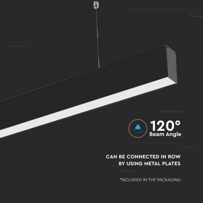 VT-7-40 40W Luminaire LED Linéaire Suspendu Puces Samsung 4000K Boitier Noir — 4000K Day White — vue 7