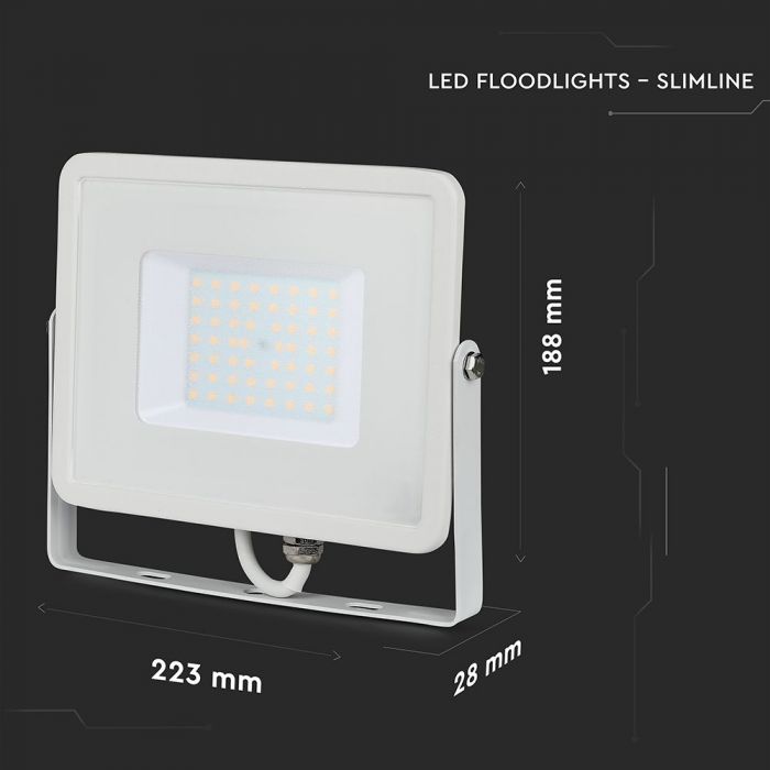 VT-50 50W Projecteur LED SMD Puce Samsung 4000K Corps Blanc — vue 4
