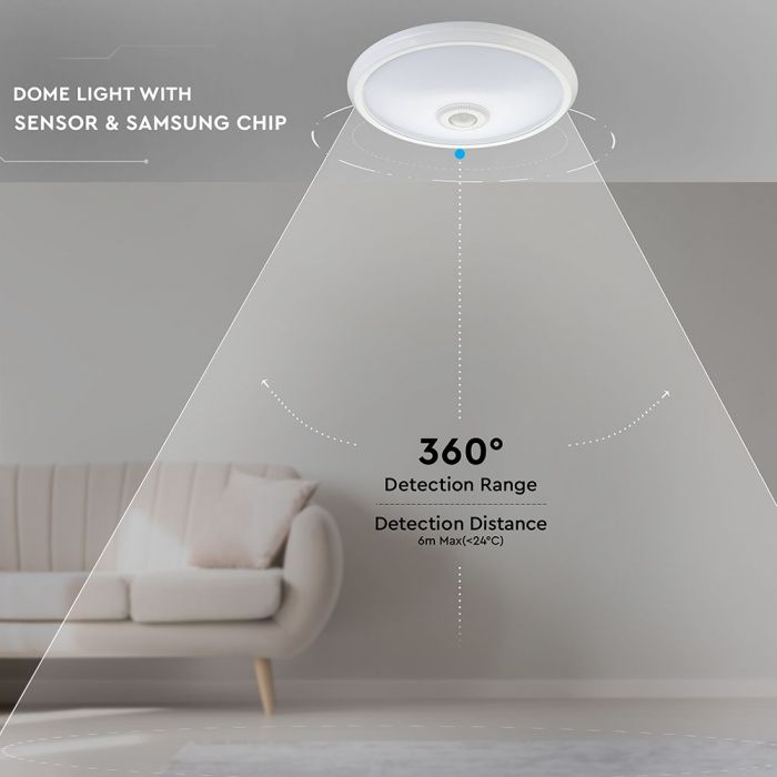 VT-13 12W LED Lampe Dome Sensor Puces Samsung 6400K — 6400K White — vue 5