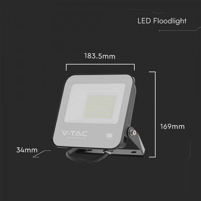 Projecteur LED 50W Samsung VT-4455 - Éclairage extérieur compact 6500K noir 135LM/W — 6500K White — vue 3