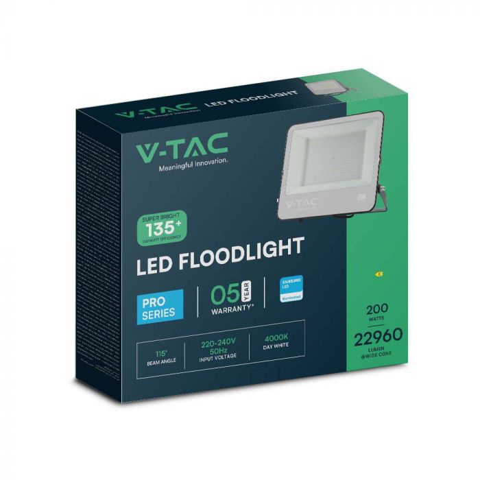 VT-44101 100W Projecteur LED Puce Samsung Fil 1m 6500K Corps Noir Verre Gris 135lm/w — vue 3