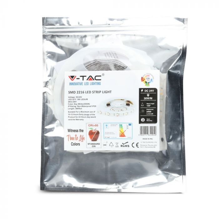 VT-2216-360 360led's LED Strip Light With 6400K IP20 30w/m (5m/roll)(prix Par M) — 6400K White — vue 8