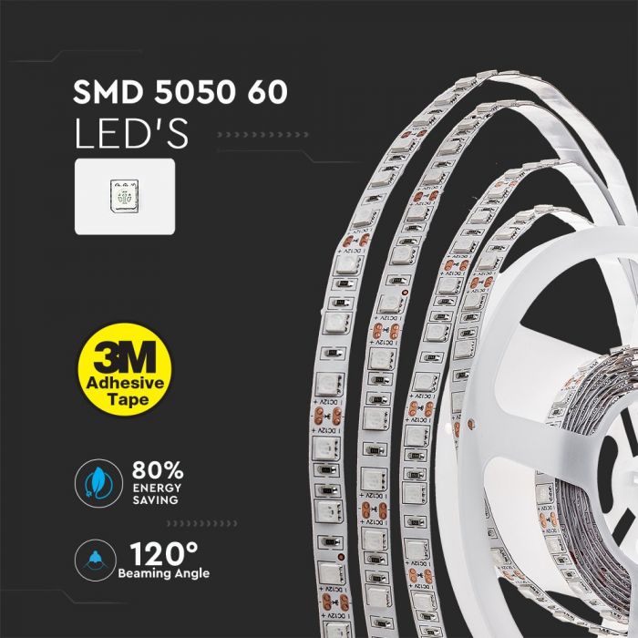VT-5050-60 10.8w/m LED Strip Light 6400K IP20 12v (5m/roll)(price Per M) — 6400K White — vue 5