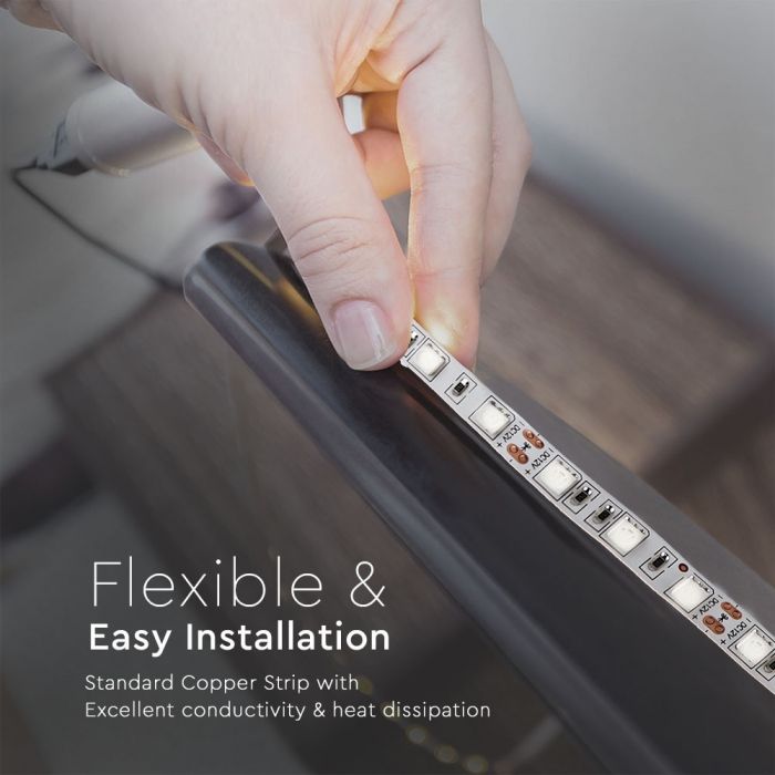 VT-5050-60 10.8w/m LED Strip Light 6400K IP20 12v (5m/roll)(price Per M) — 6400K White — vue 6