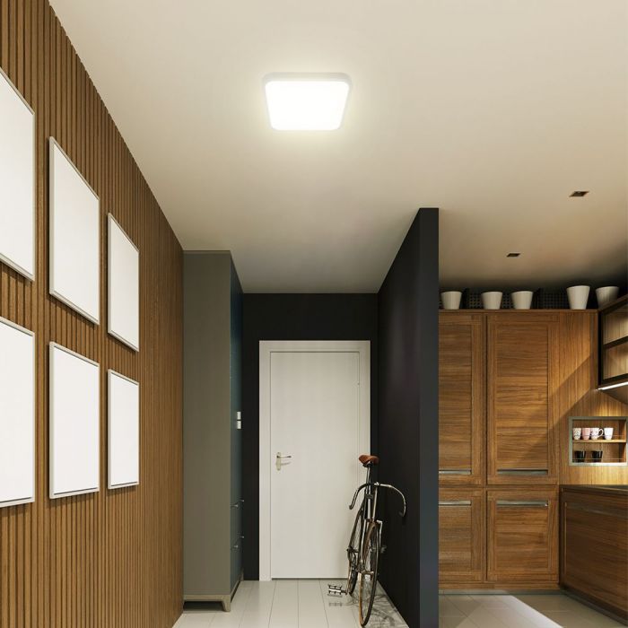 VT-8630S 36W LED Dome Light Sensor Puces Samsung 4000K Sq Cadre Blanc IP44 — 4000K Day White — vue 5