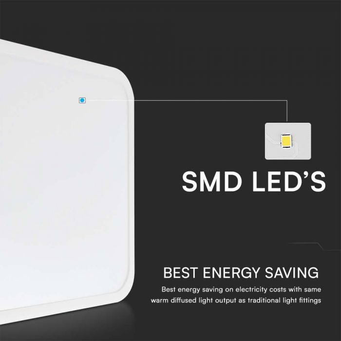 VT-8630S 36W LED Dome Light Sensor Puces Samsung 4000K Sq Cadre Blanc IP44 — 4000K Day White — vue 6