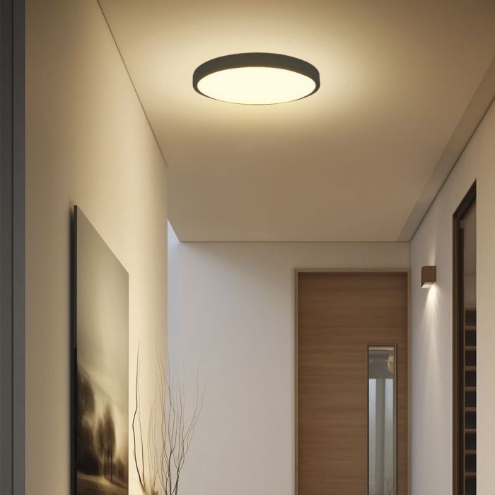 VT-8618S 18W LED Dome Light Sensor Puces Samsung 4000K Rd Cadre Noir IP44 — 4000K Day White — vue 2