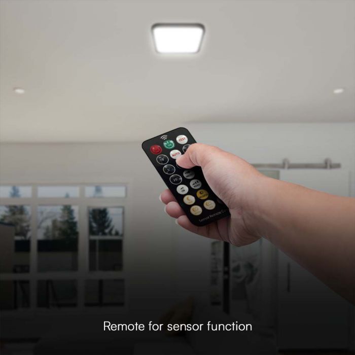 VT-8618S 18W LED Dome Light Sensor Puces Samsung 4000K Sq Cadre Noir IP44 — 4000K Day White — vue 8