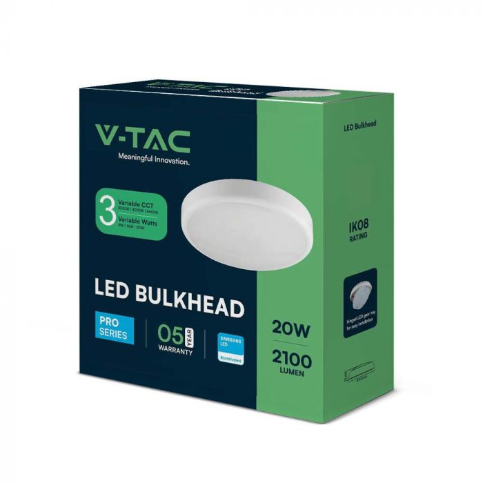 VT-8603 Lampe Dome LED 8w/16w/20w Puces Samsung 3in1 Rd IP65 — 3IN1 — vue 4