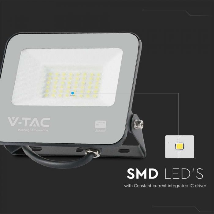 VT-4435 Projecteur LED 30W 6500K Corps Noir Verre Gris 185LM/W — vue 4