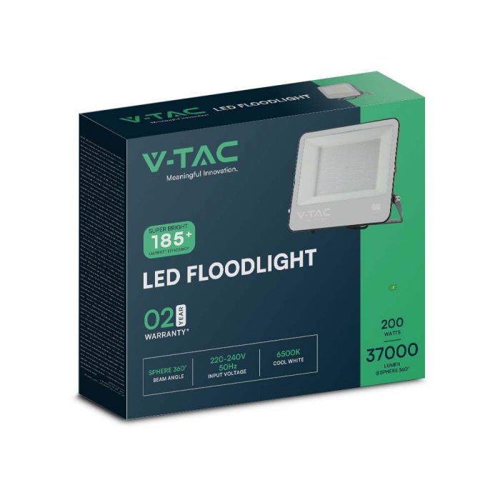 Projecteur LED 200W ultra-puissant VT-44205 - Éclairage extérieur professionnel 6500K noir 185LM/W — 6500K White — vue 2