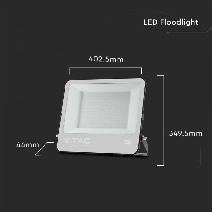 Projecteur LED 200W ultra-puissant VT-44205 - Éclairage extérieur professionnel 6500K noir 185LM/W — 6500K White — vue 3